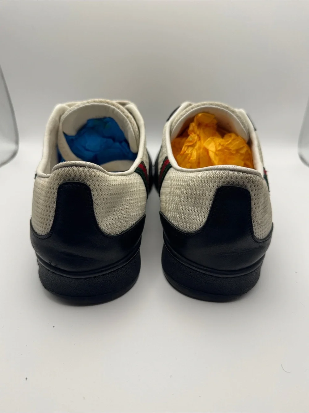 Gucci Vintage Low-Top Sneakers – Web Stripe – Leather & Mesh - Size US 7.5